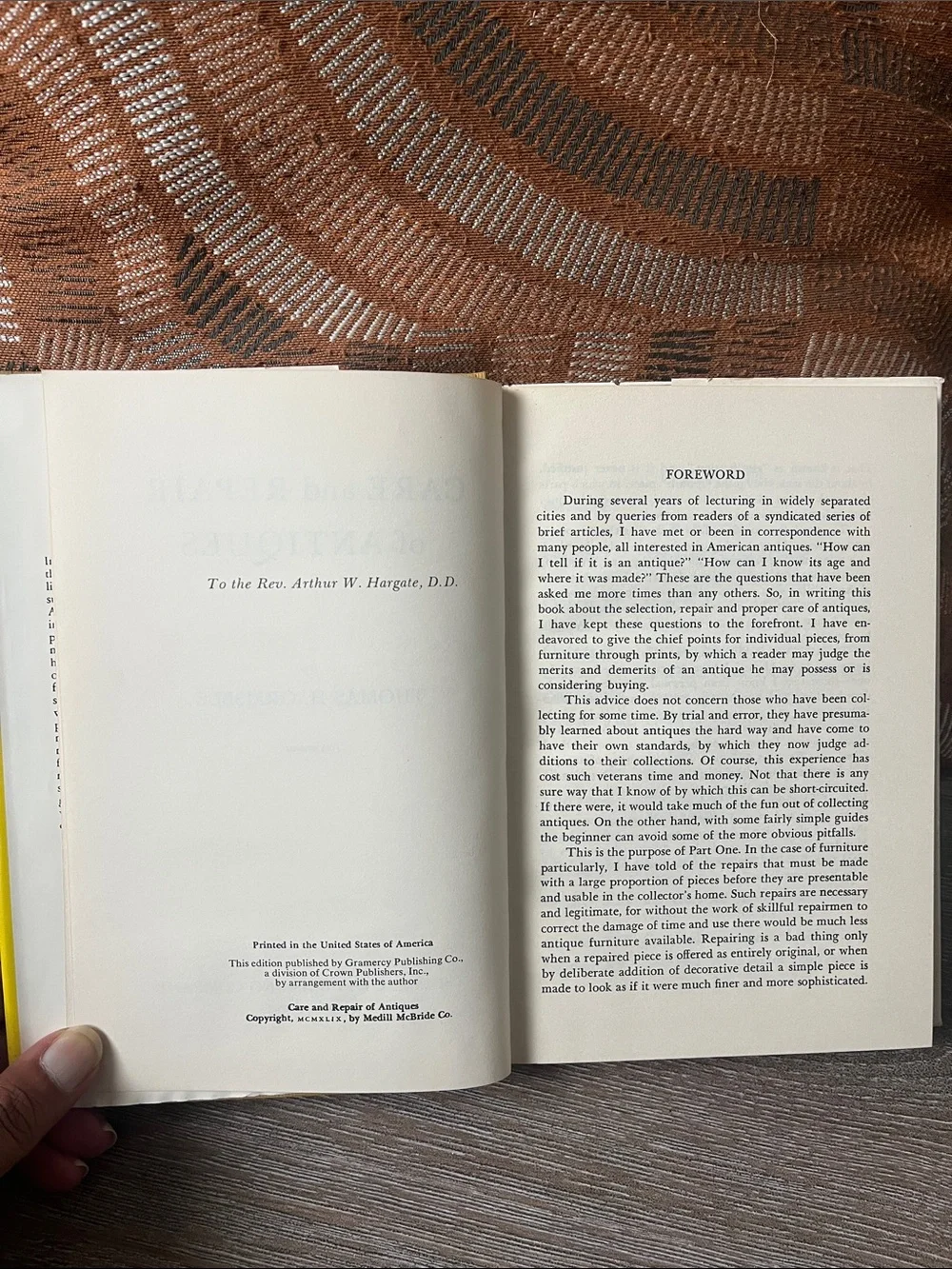 Care and Repair of Antiques by Thomas H. Ormsbee - Bright Yellow Hardcover